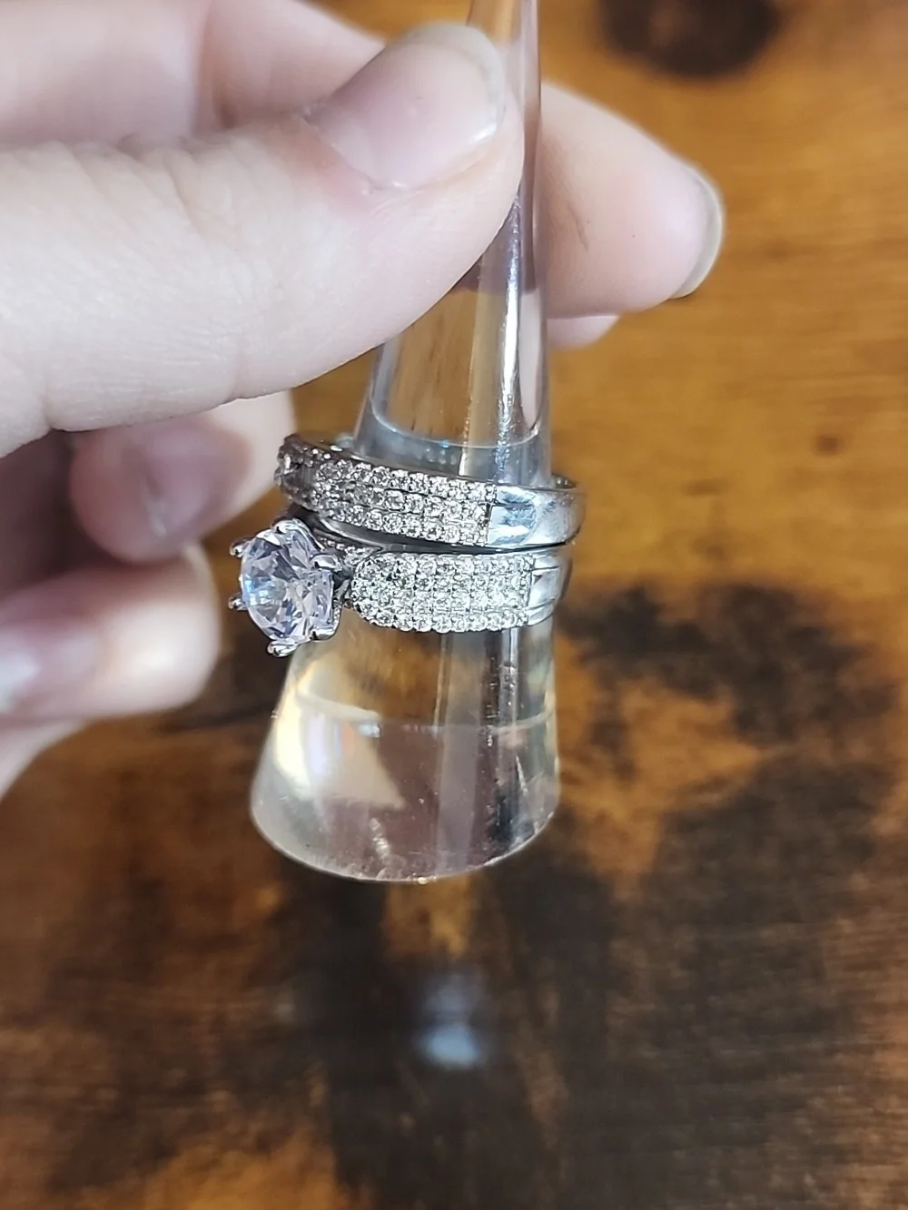 Size 8 2 Pcs Rings Luxury Fully Rhinestone engagement Runs suitable For Wedding